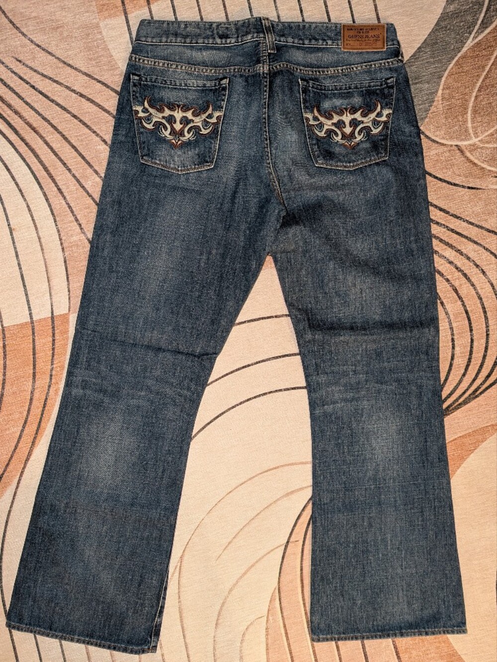 Guess Vintage 2000s Flame Stitch Pocket Button Fly Jeans, Men's 38x34